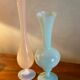 Duo de soliflores en opaline rose et bleu gris