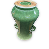 Green cracked ceramic vase Elephant Handles China XXth