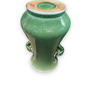 Green cracked ceramic vase Elephant Handles China XXth