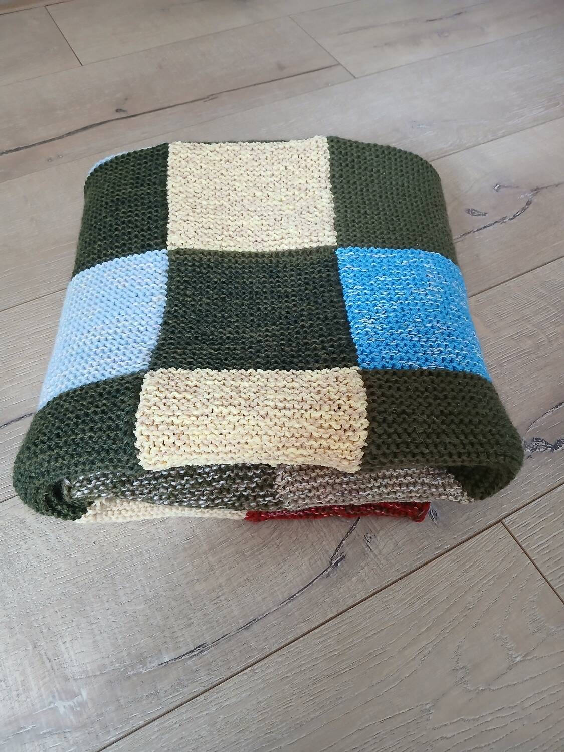 Plaid patchwork tricoté main