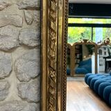 Antique Louis-Philippe fireplace mirror with pediment and beading, 174.5cm