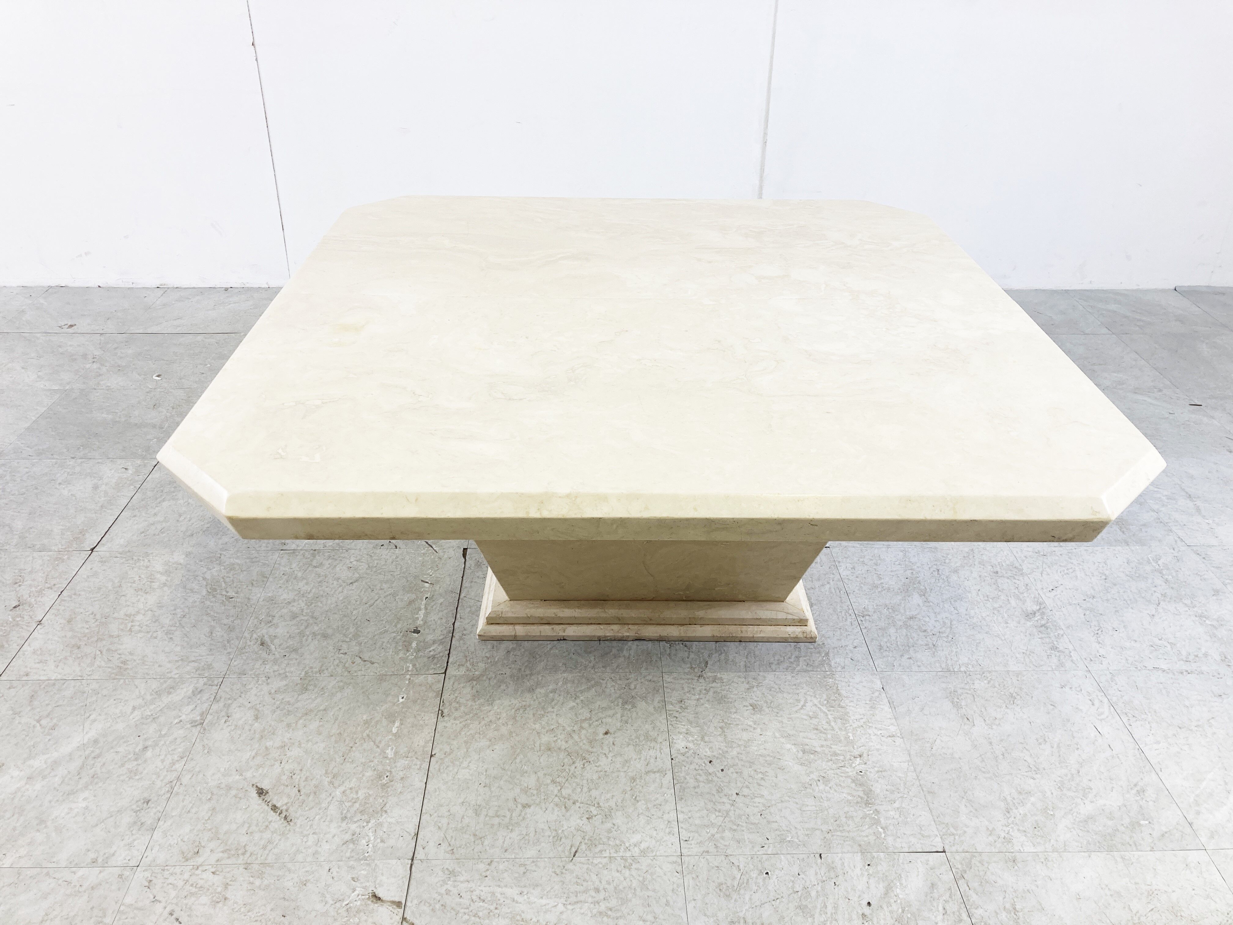 Vintage travertine hidden bar coffee table, 1970s