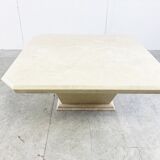 Table basse de bar cachée en travertin vintage, années 1970
