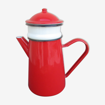 Cafetiere ancienne en tole emaillee