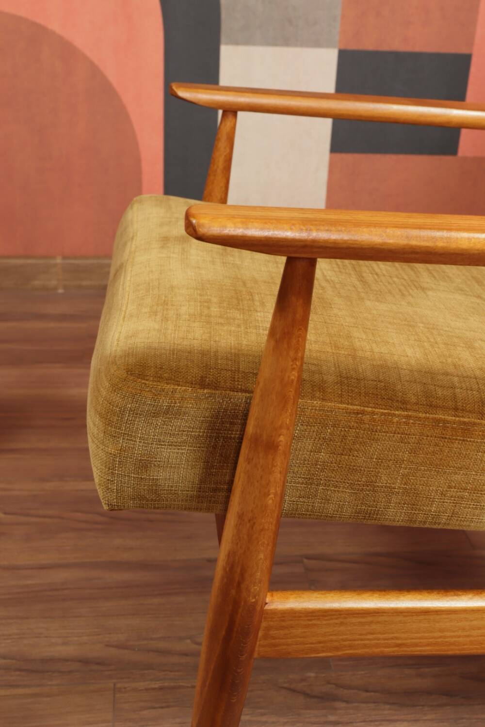 Scandinavian armchair golden velvet design by H.Lis