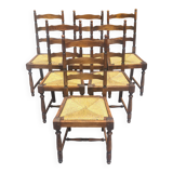 Set of 6 country style straw chairs