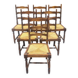 Lot de 6 chaises paille style campagne