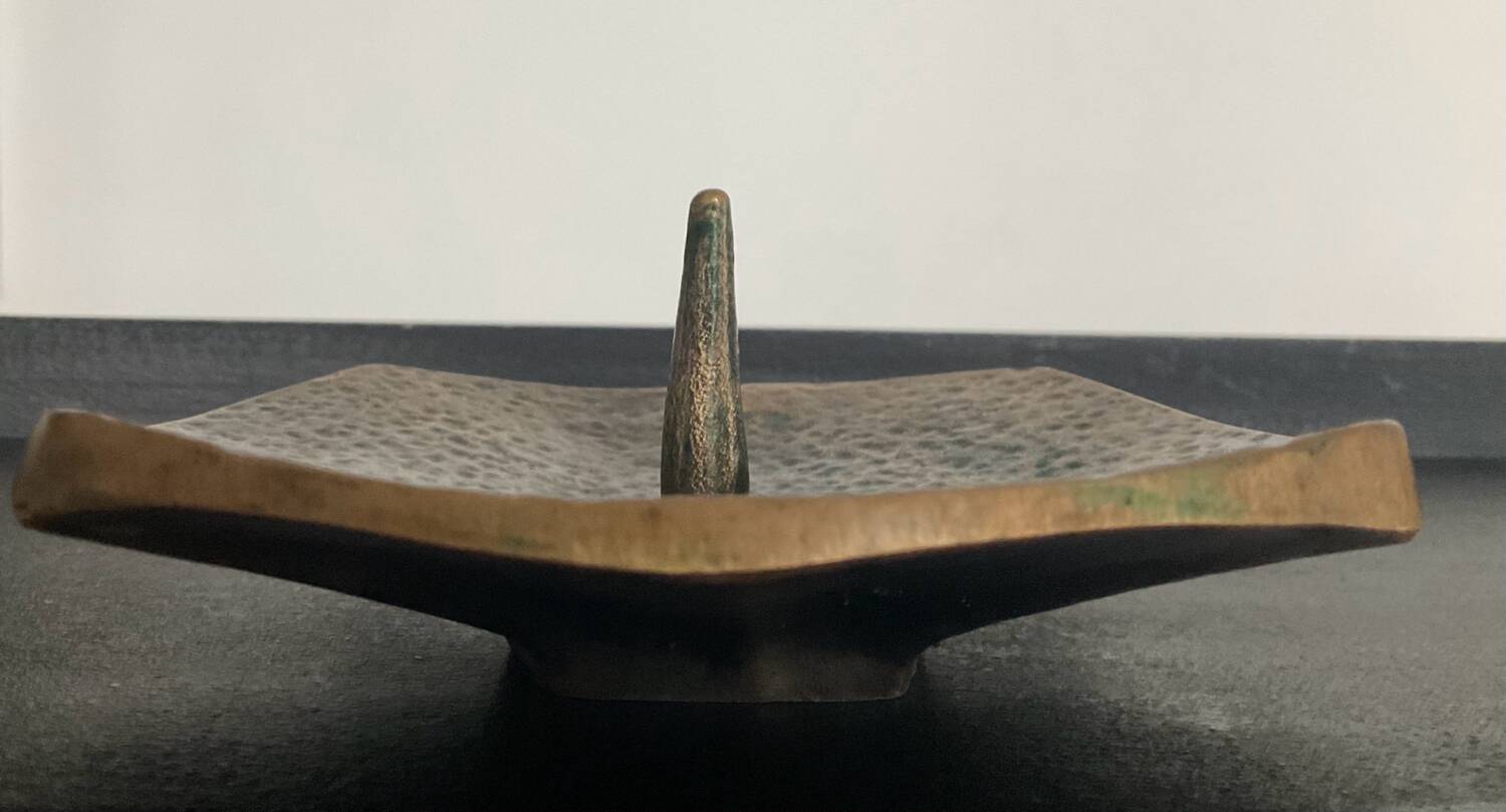 Brutalist bronze candle holder