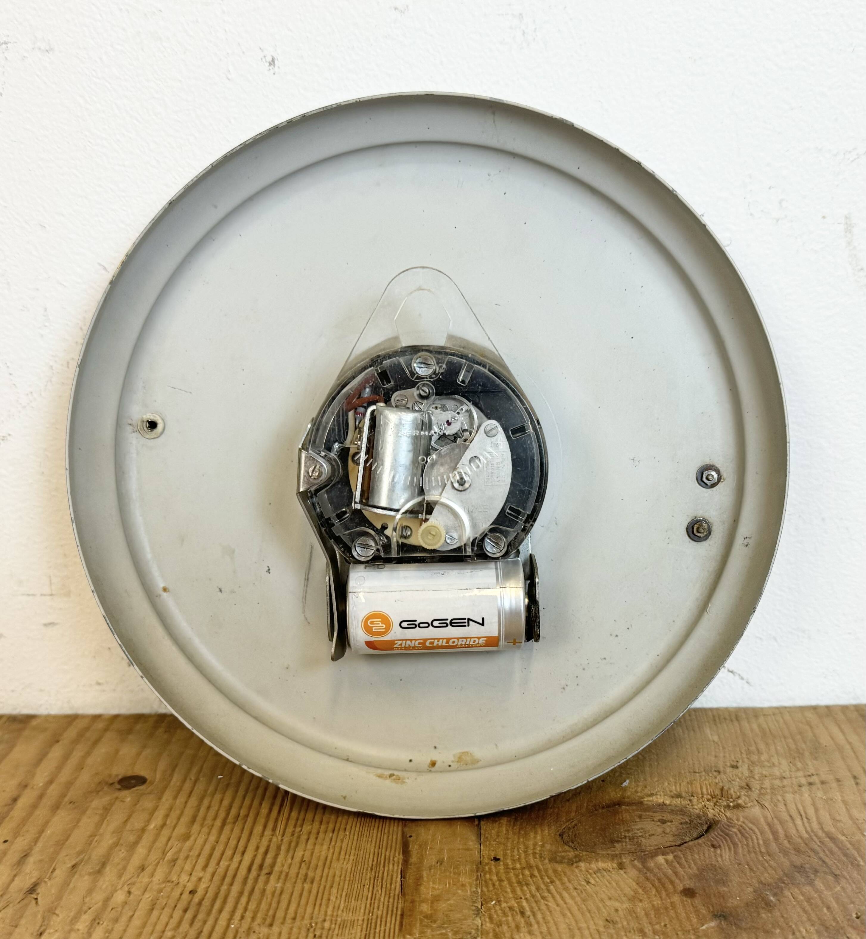 Vintage grey east german wall clock from weimar electric, 1970s