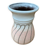 Ancien vase strehla céramique rose & blanche 1959 west germany vintage