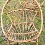 4 "shell" rattan armchairs 1960's