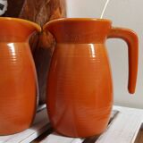 Two vintage arcopal volcano pitchers