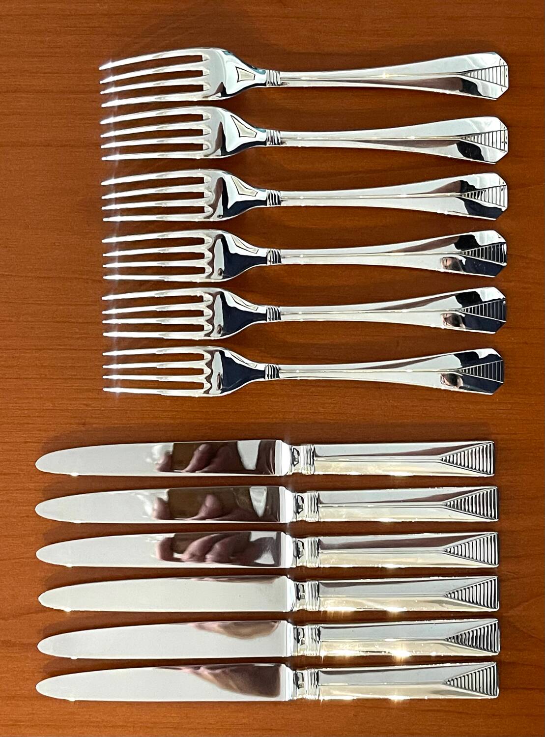 Christofle Atlantide, cutlery for entremet, dessert, cheese. Art Deco
