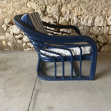 Paire de fauteuils rotin annees 60