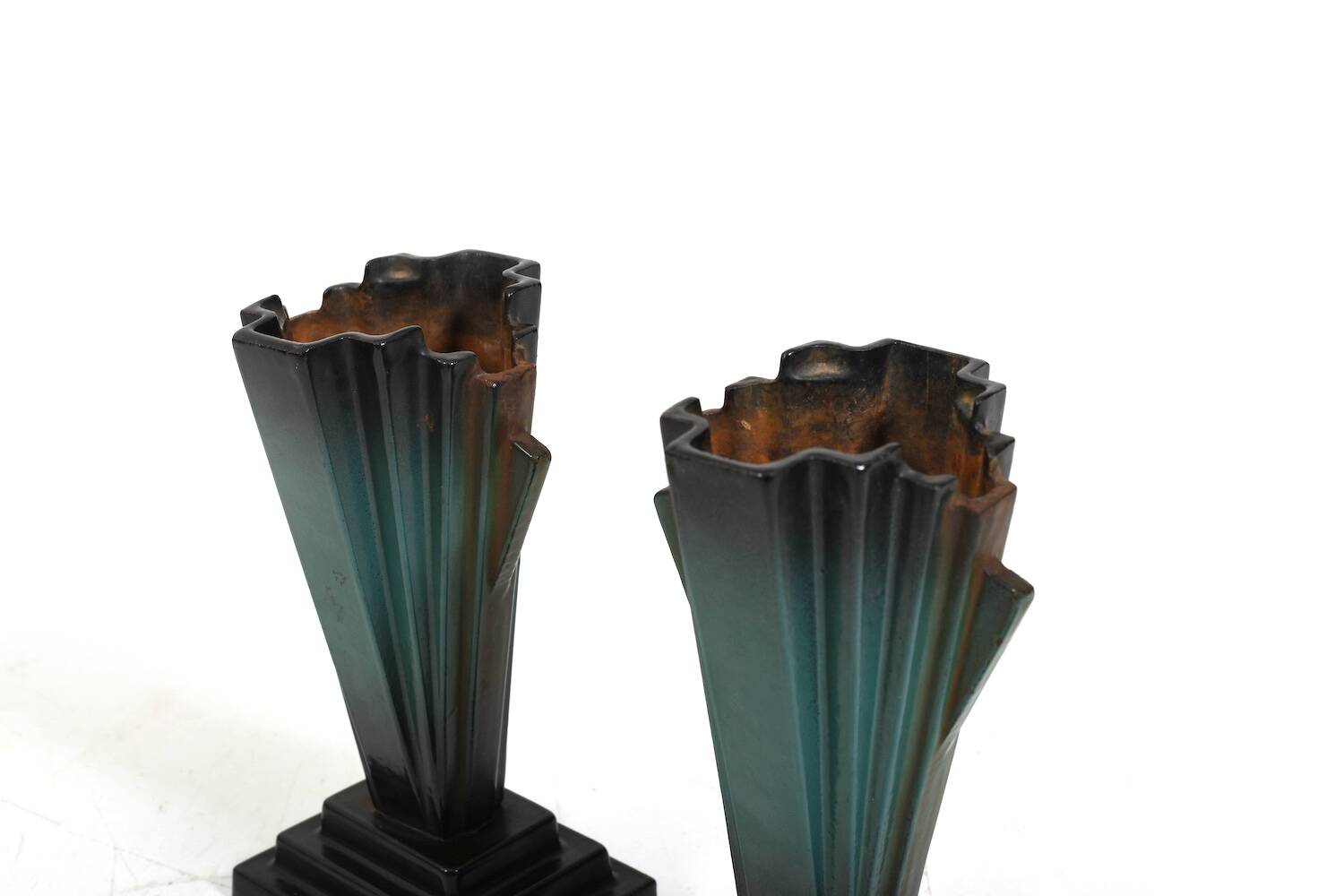 Art Deco Danish Mortuary Vases  Enamelled Iron, 1920s
