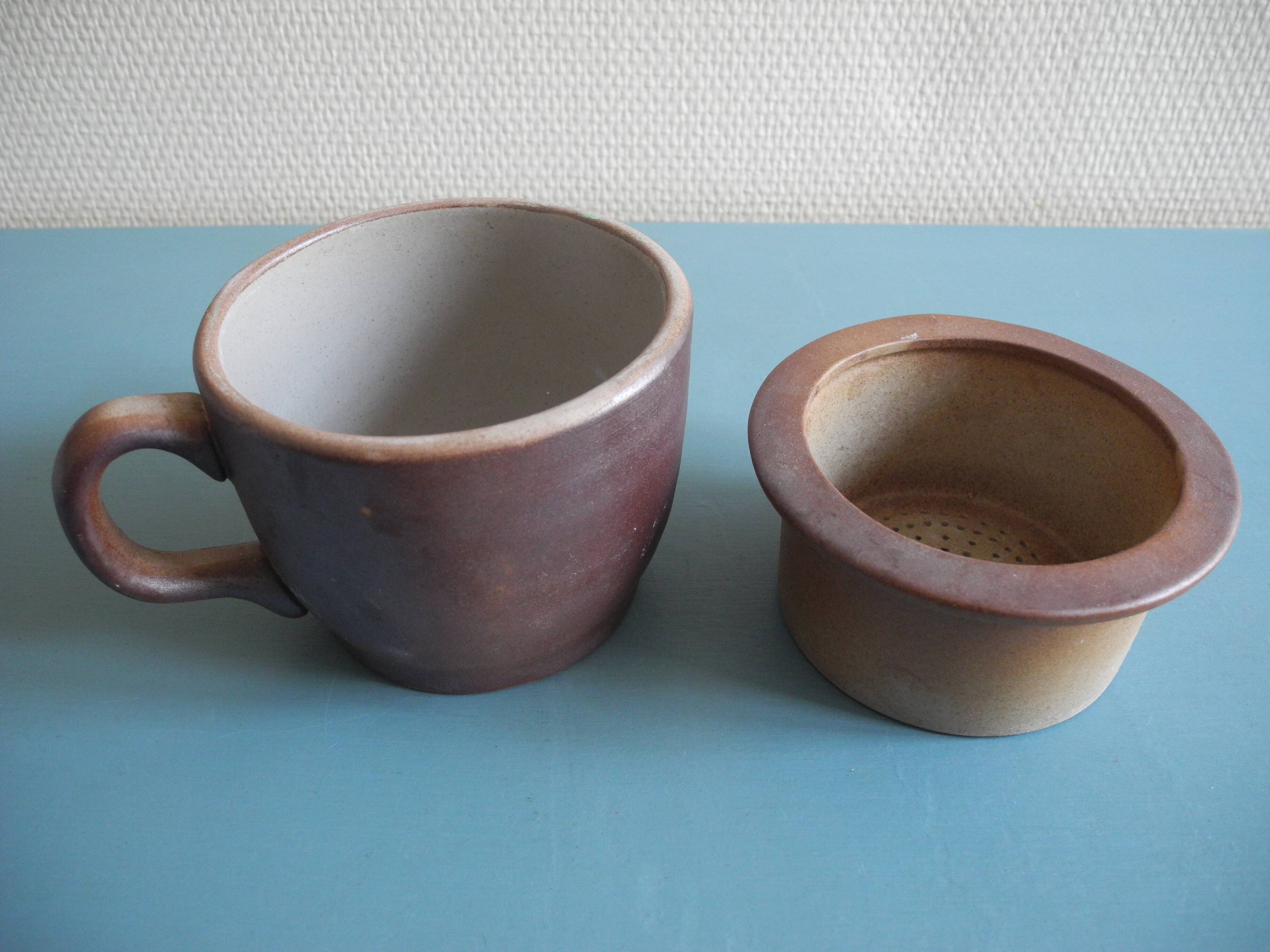 Ancienne tasse tisanière grès Arnon table vintage cup teapot 60s