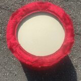 Red furry chairs and pouffe