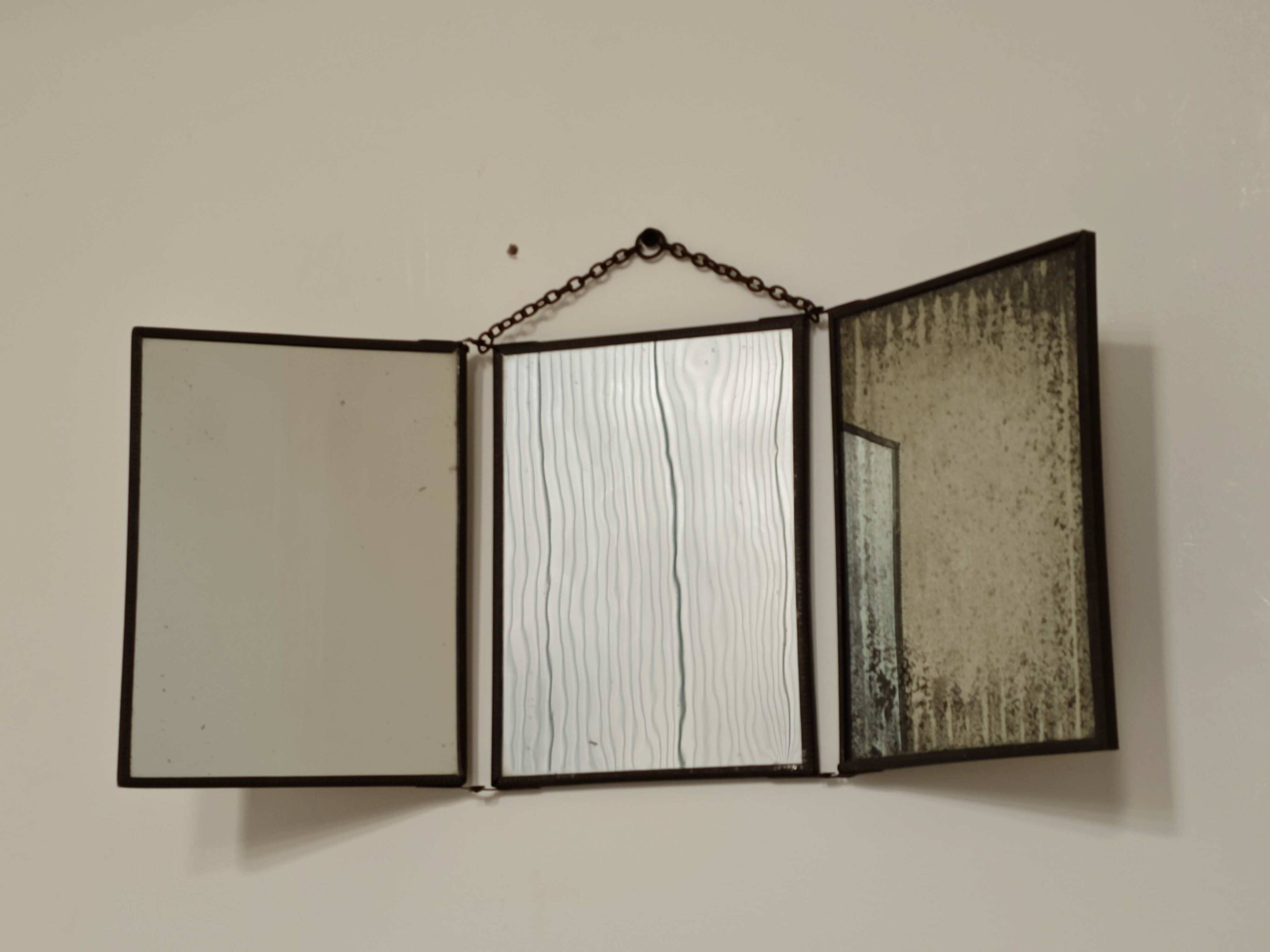 Vintage 1920 barber triptych mirror