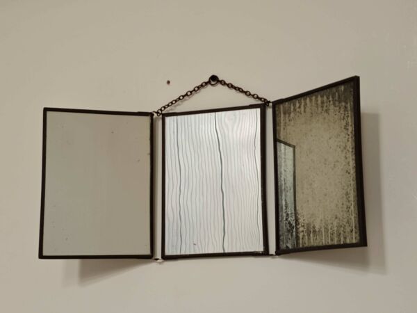 Miroir vintage 1920 triptyque de barbier
