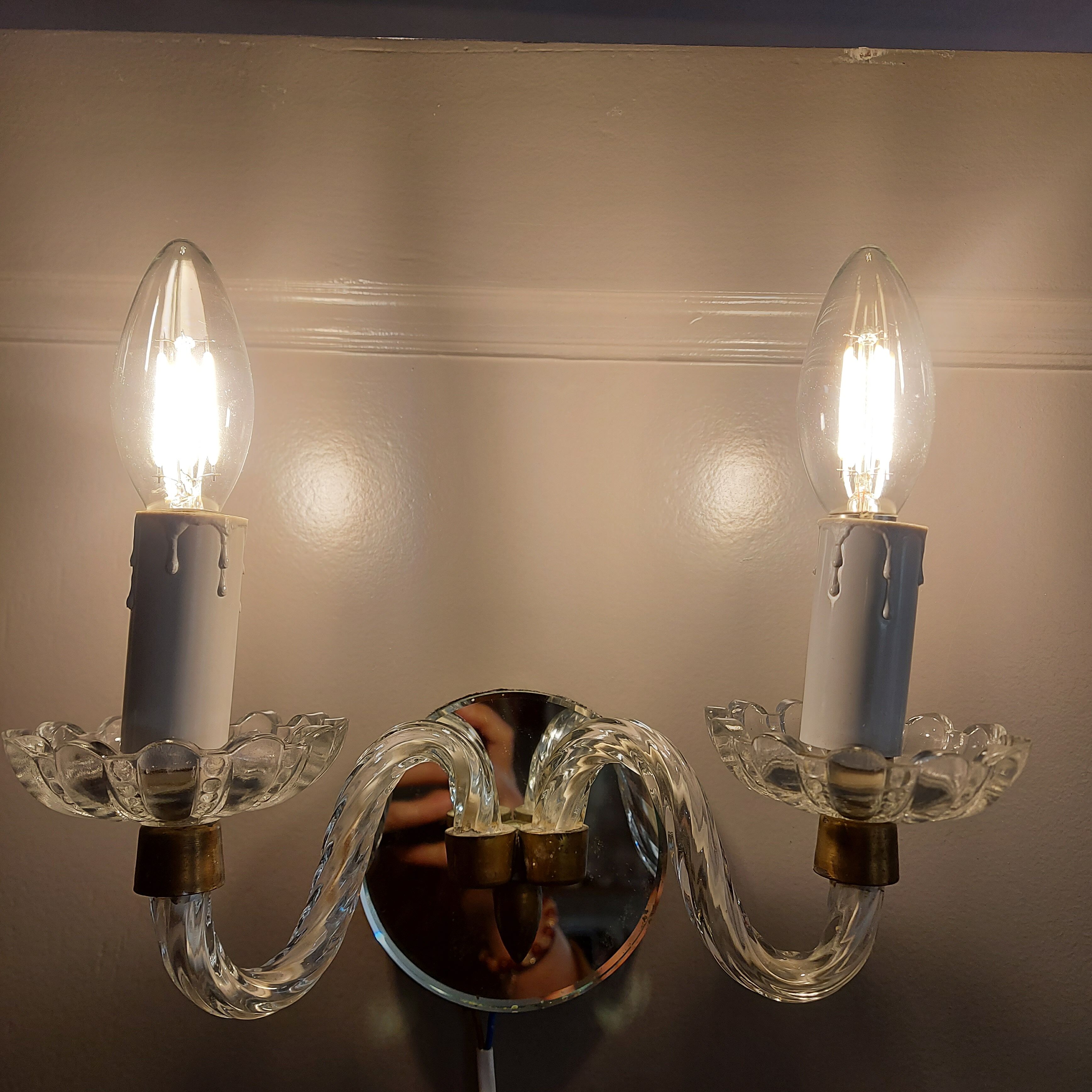 Pair of glass wall light