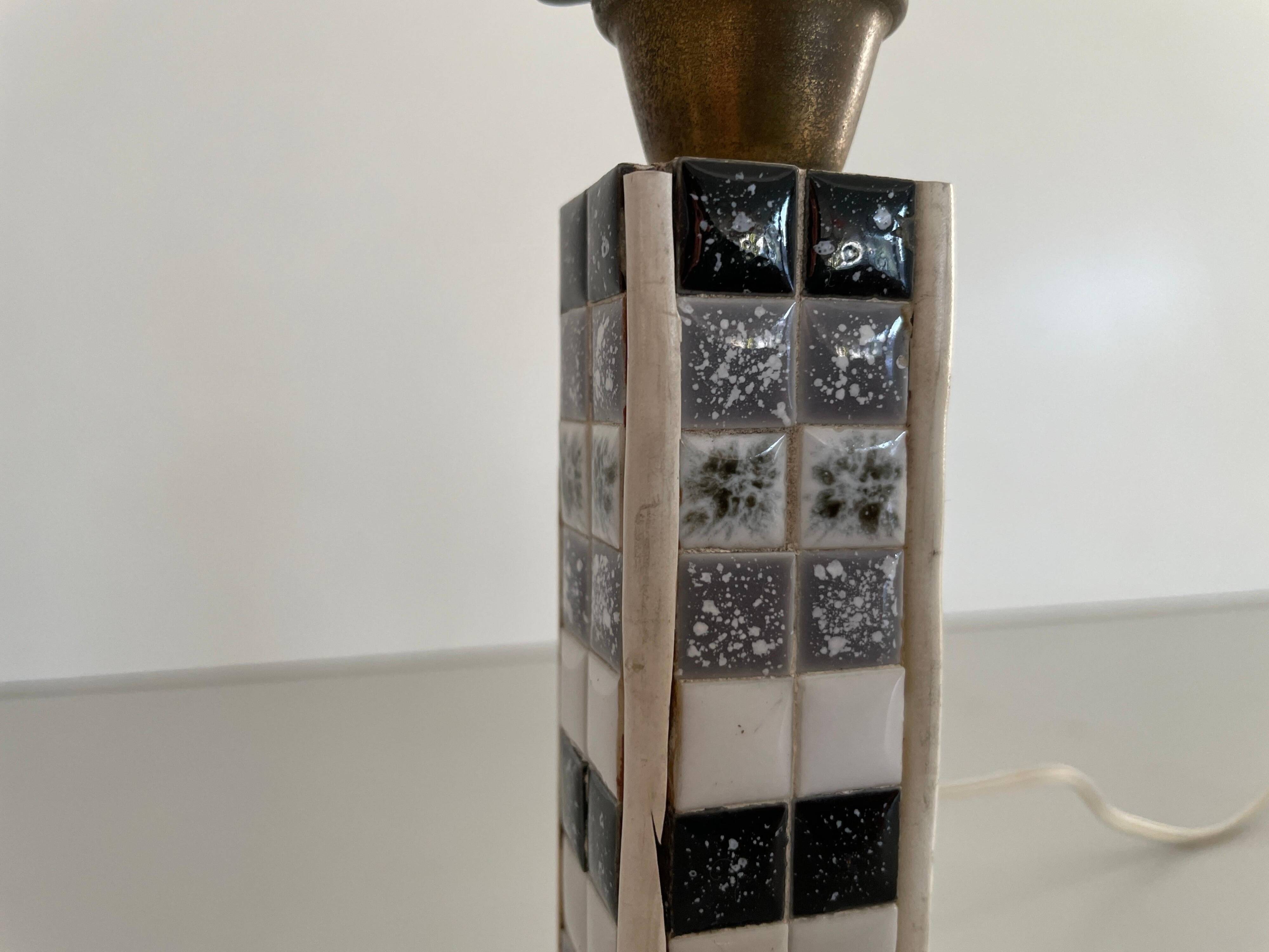 Pair of black and white ceramic table lamps, 1950s, France