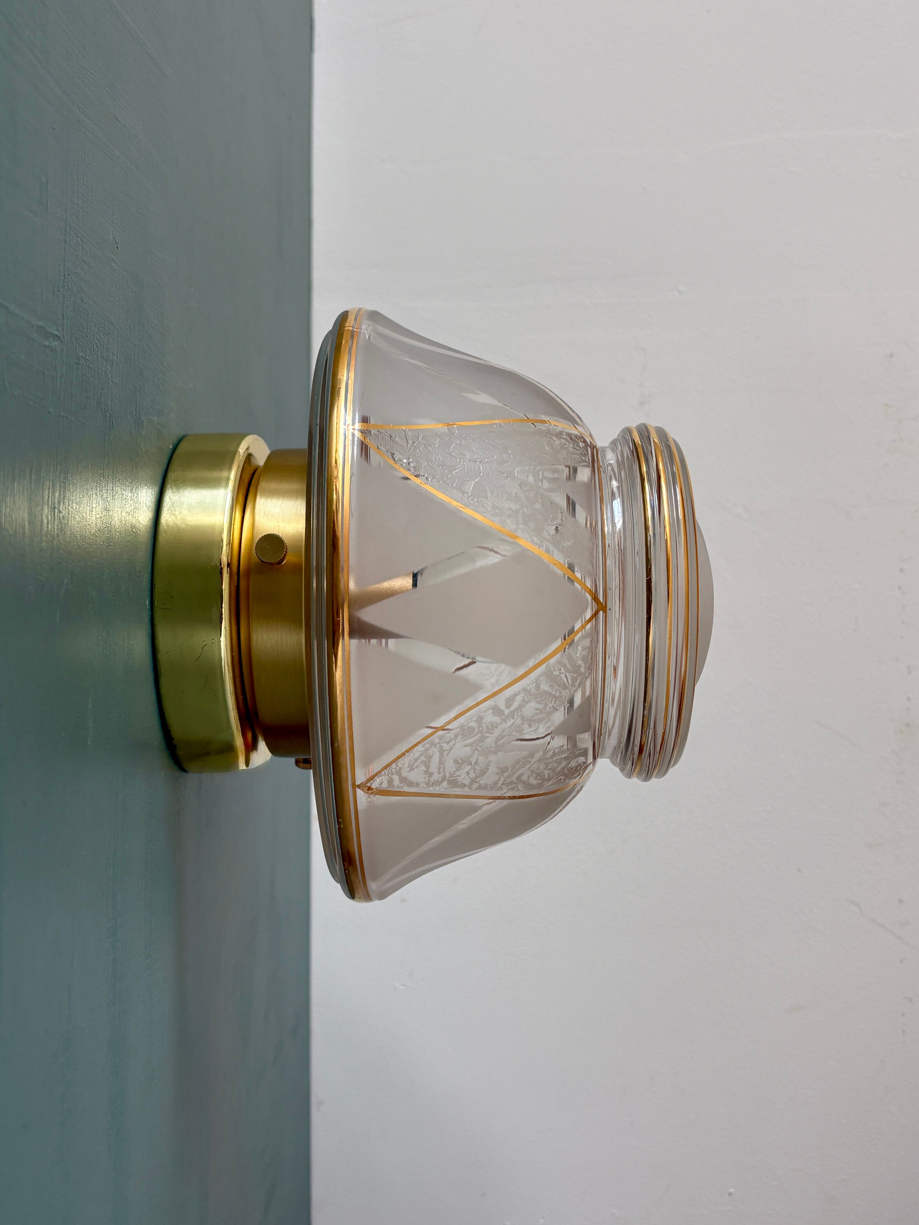 Vintage Art Deco white and gold glass globe wall/ceiling light.