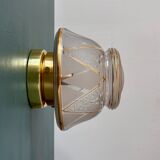 Vintage Art Deco white and gold glass globe wall/ceiling light.