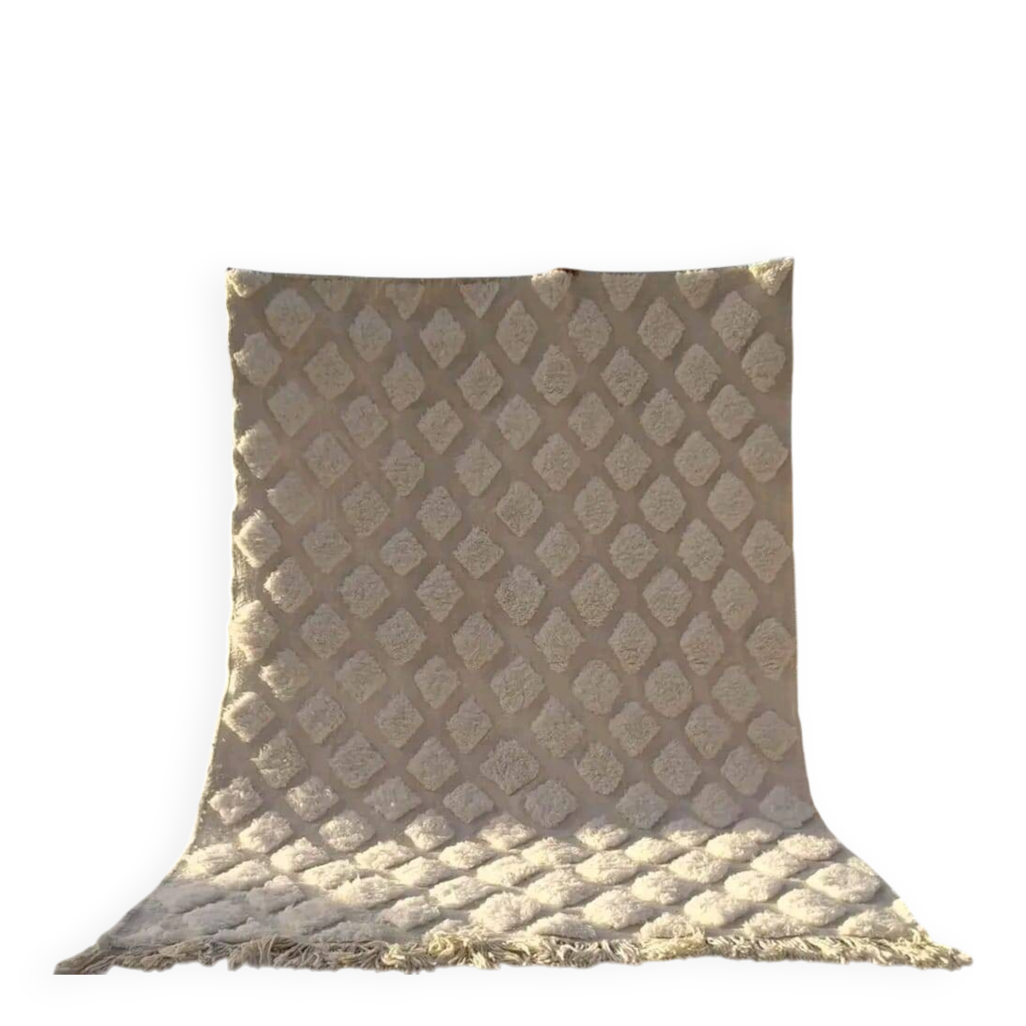 tapis berbère Beni ouarain écru à reliefs 3*2m