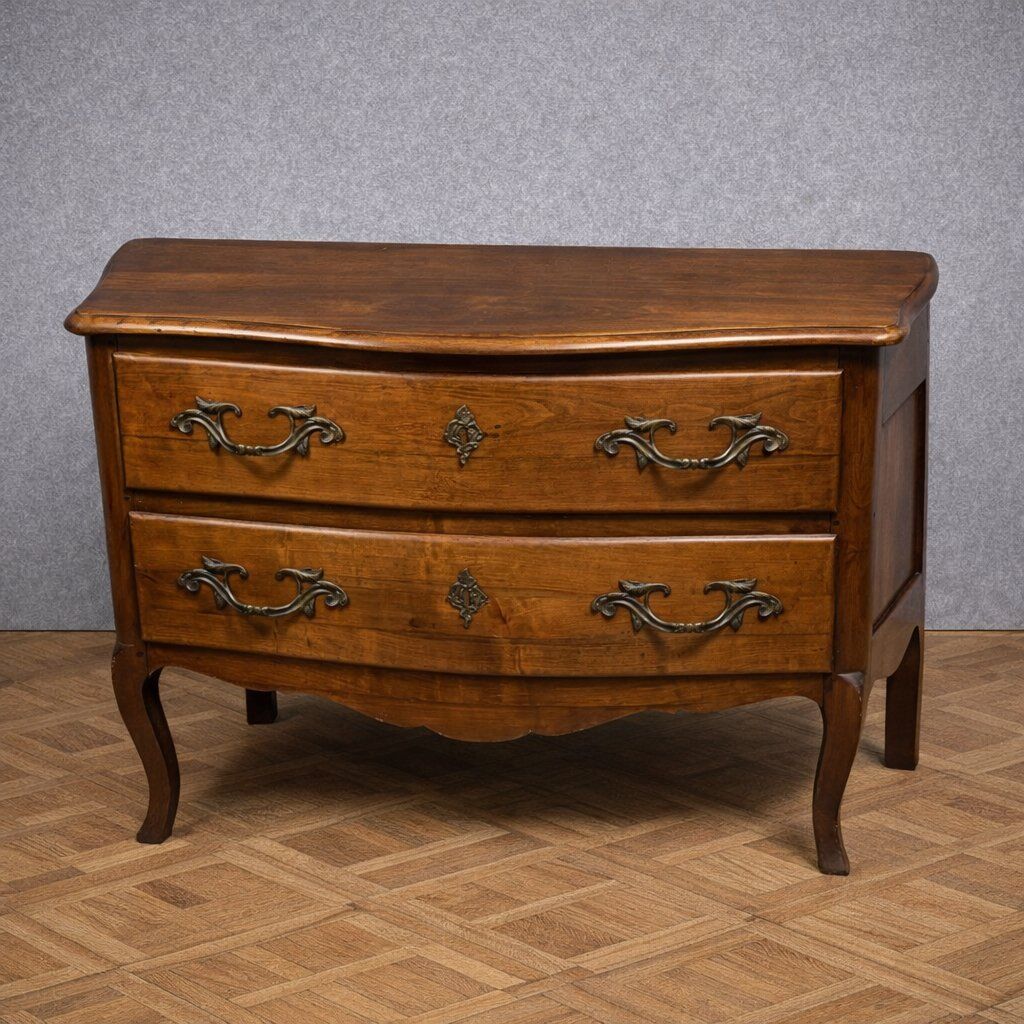 Antique curved walnut commode – Louis XV style