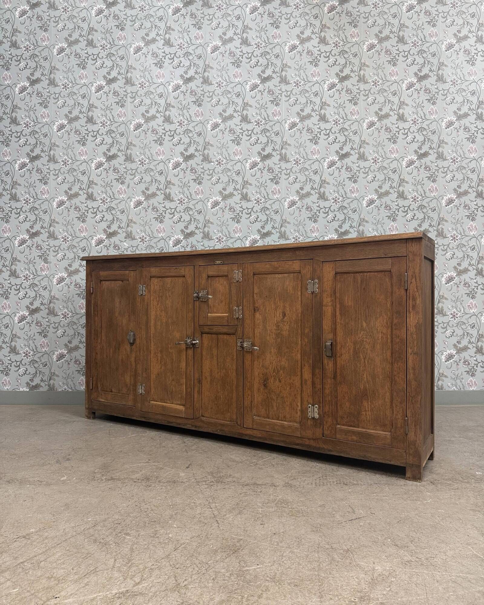 Old bar icebox in oak and zinc - sideboard (renovated)