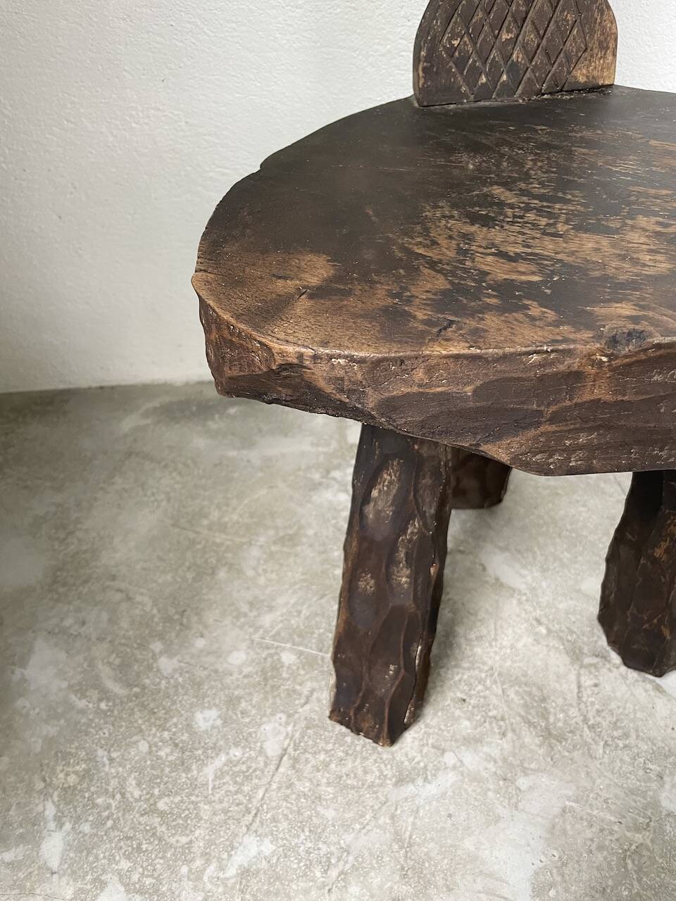 Brutalist stool with African influence