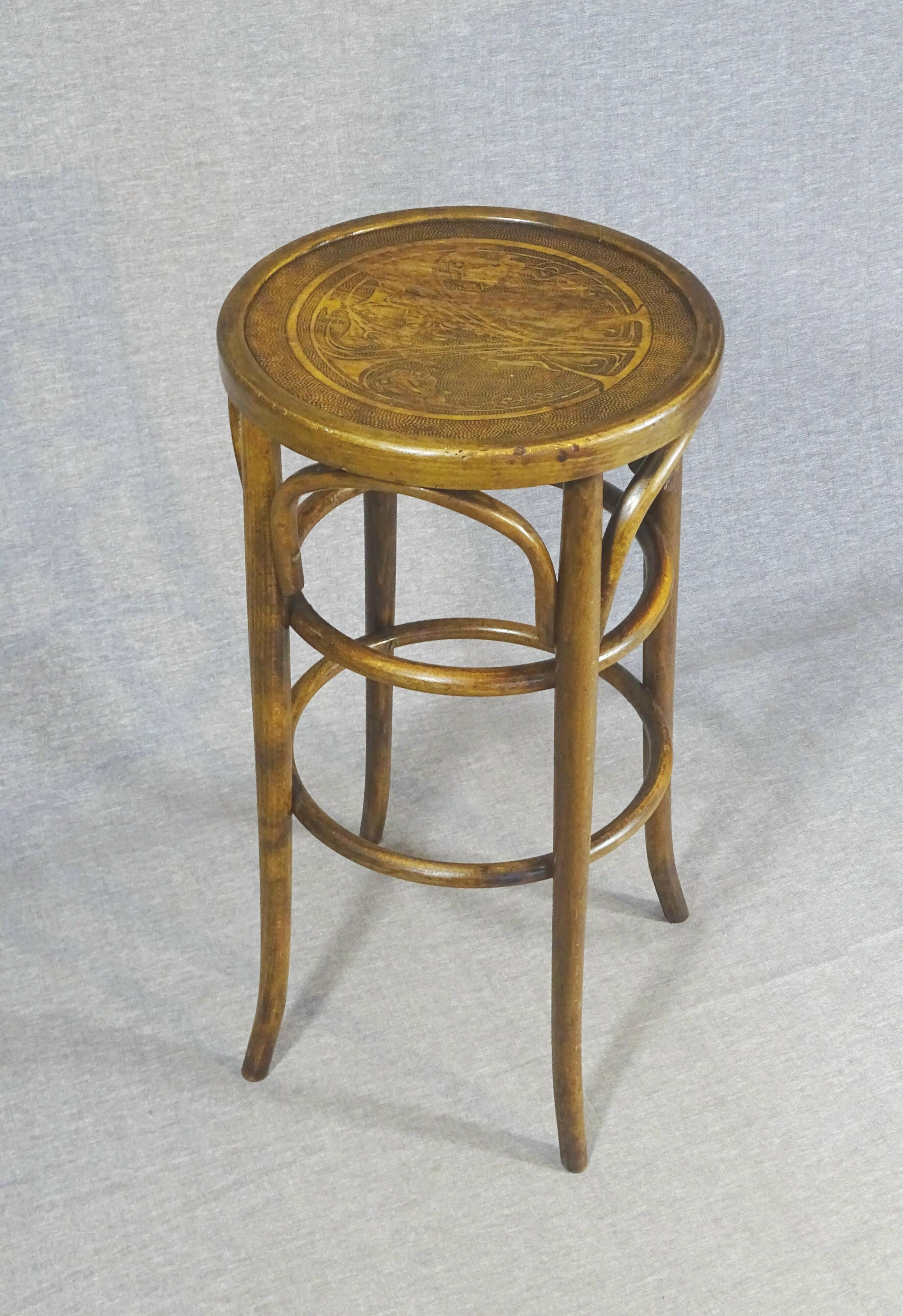 Bistro stool by Baumann No. 96 - 1930 - Art Nouveau seat -