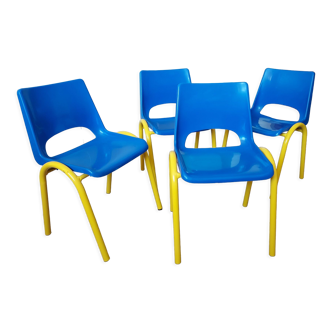 4 school shell chairs