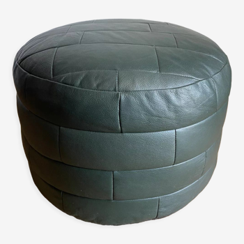 Green patchwork leather pouf
