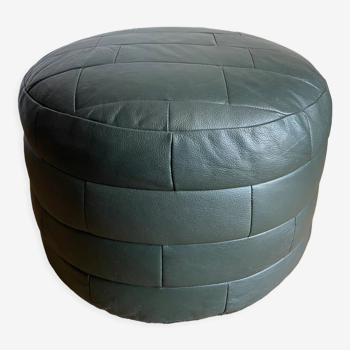 Sède green patchwork leather pouf