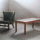 Table basse en teck danois avec plateau en carreaux de céramique, années 1960