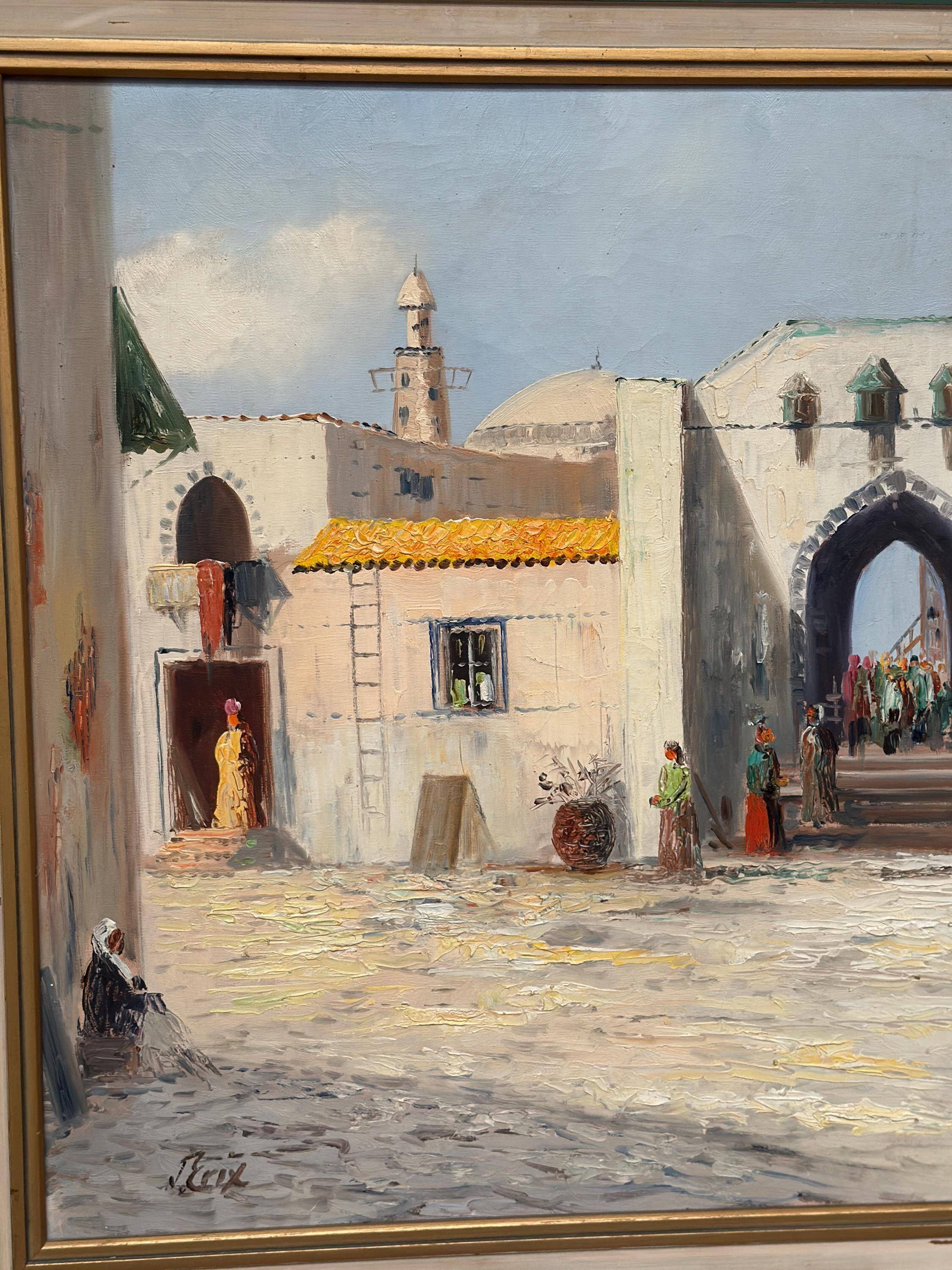 Swedish Oil on Canvas – “Southern Street” by J. Erix