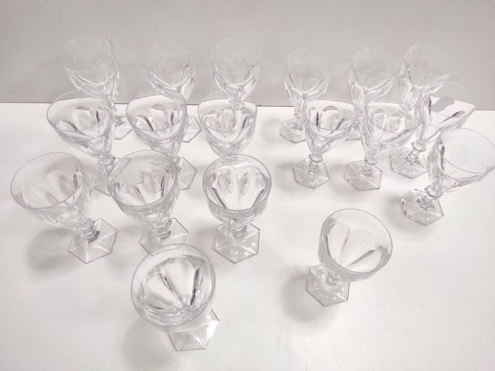 Set of Eighteen Solid Crystal Drinking Glasses by Kosta Boda, Sweden