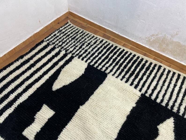 Moroccan black rug 200cm x 100cm