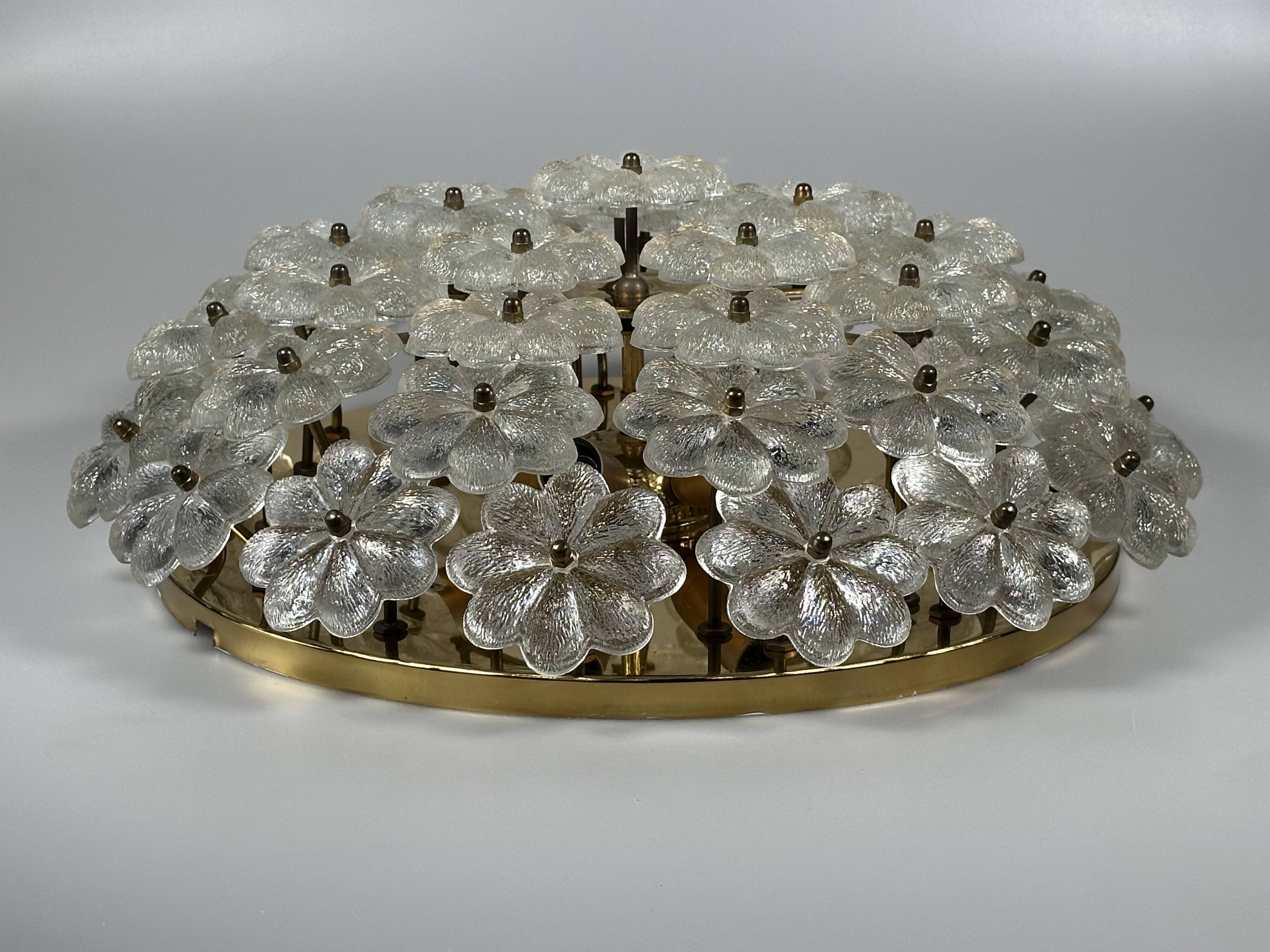 1960s/70s Ceiling Lamp Ernst Palme made of brass and glass, Germany