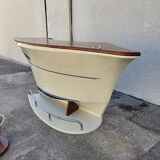 Bar or shop counter and 2 deck lina stools polyester boat hull