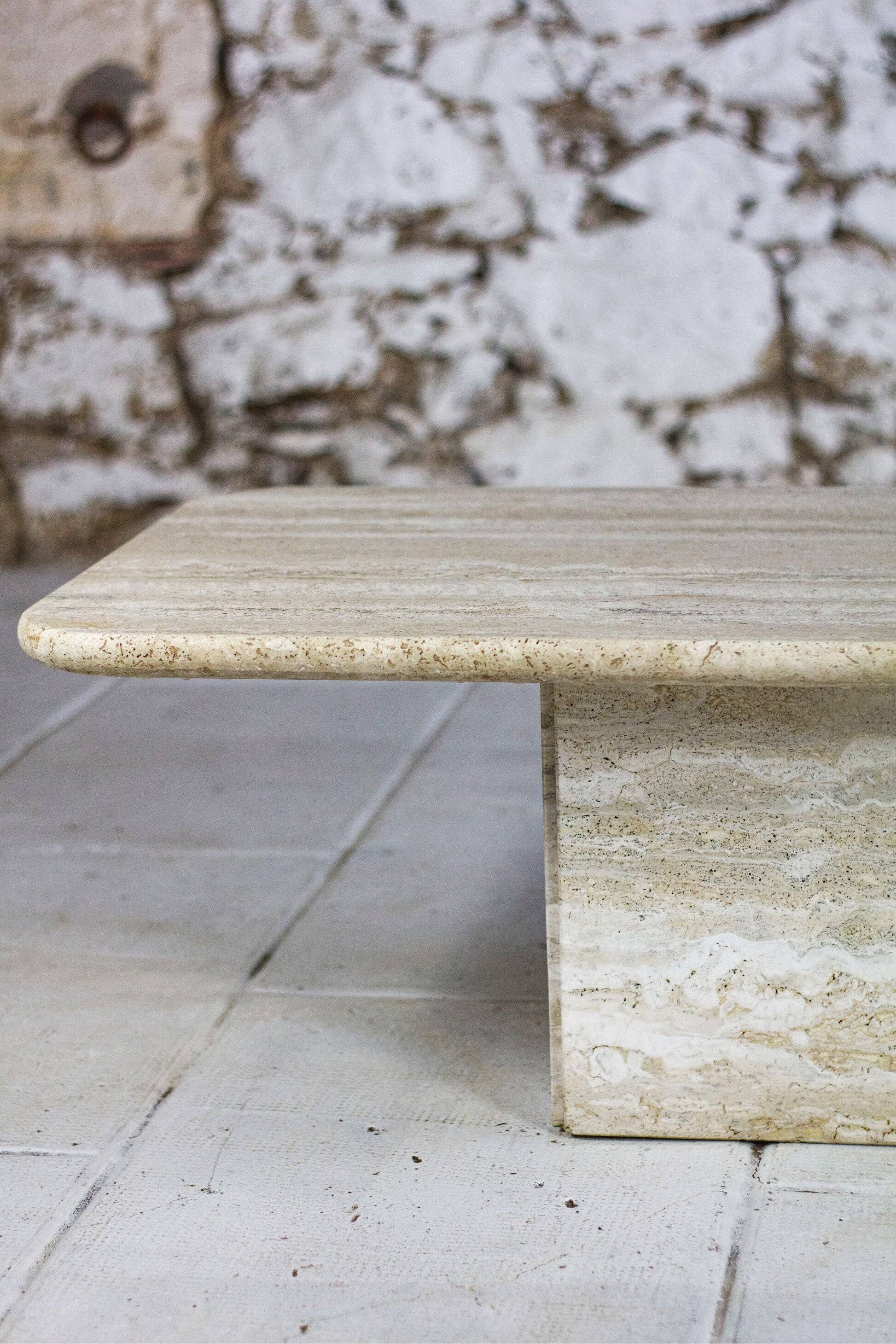 Italian travertine coffee table, 1980