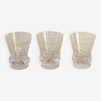 3 small crystal glasses from daum, sorcy model