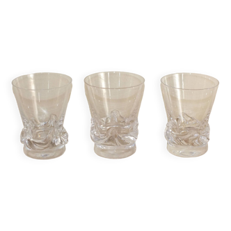 3 small crystal glasses from daum, sorcy model