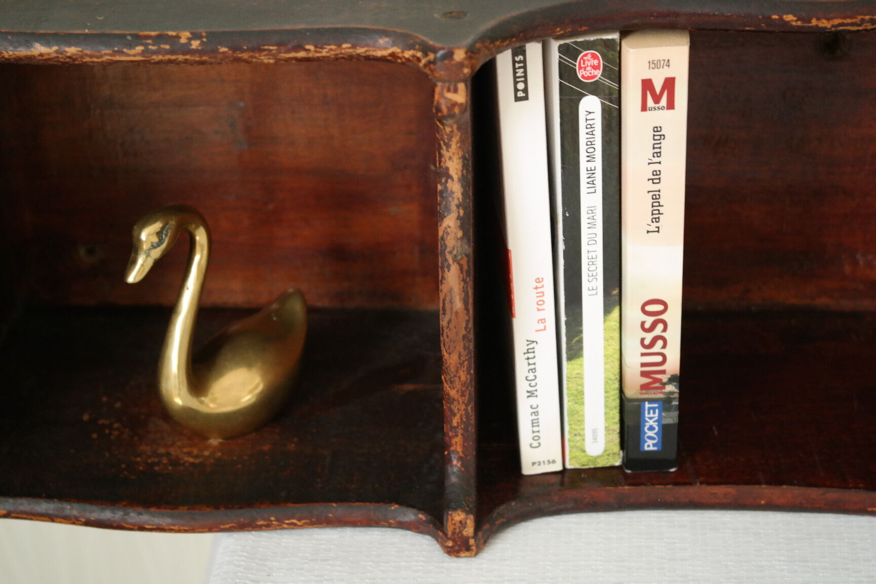 Old country wall shelf in beech wood