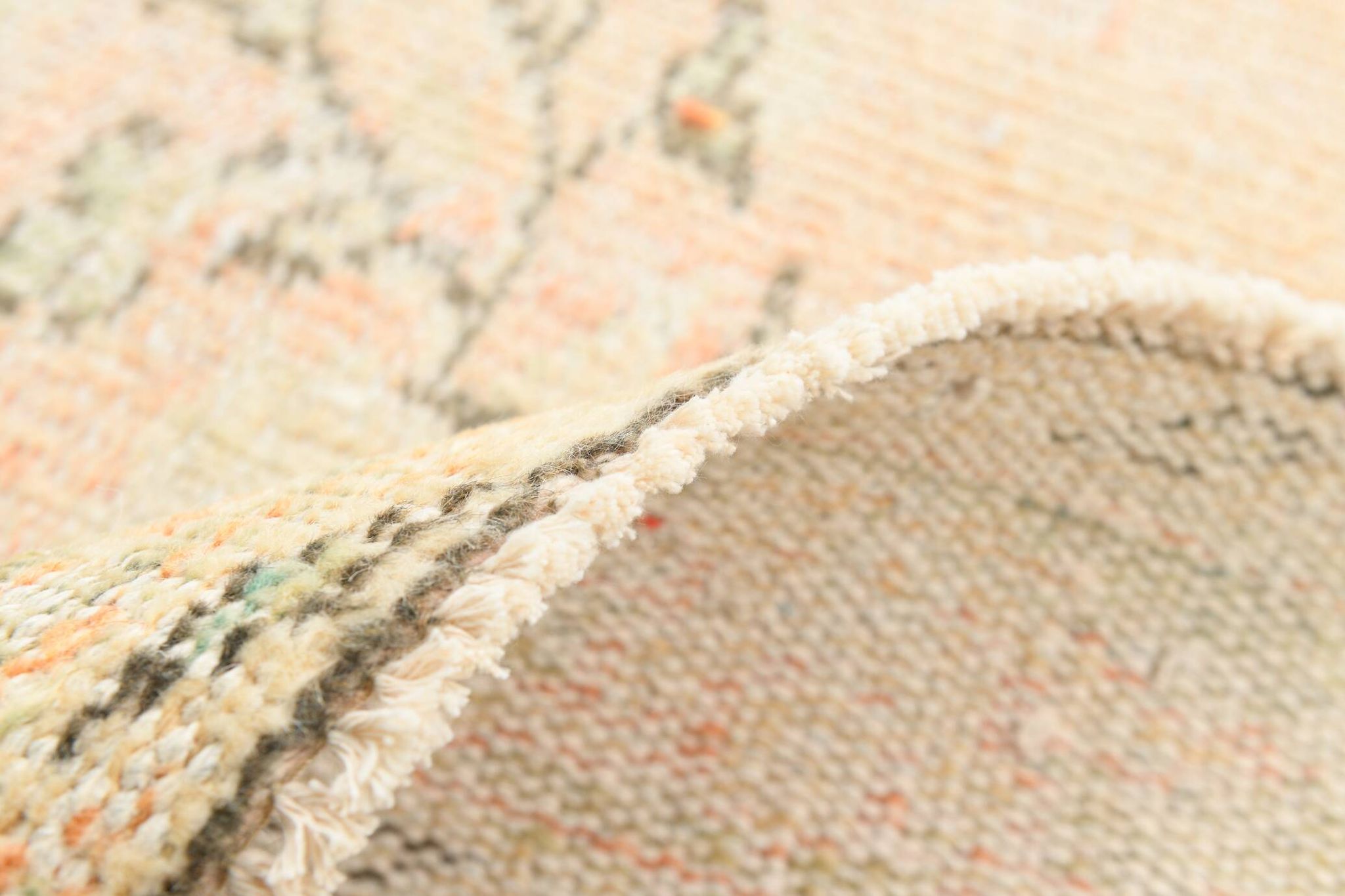 Blush Pink & Sage Green Oushak Vintage Rug For Living Room, 166x266 Cm
