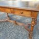 Old flat desk with brown leather top