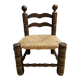 Charles Dudouyt (1885-1946) - Low chair in turned wood and straw - 1940