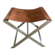 FOLDING STOOL KNOWN AS "PLOYANT" IN BRUSHED STEEL AND LEATHER, SIGNED AMAURY WATINE