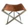 FOLDING STOOL KNOWN AS "PLOYANT" IN BRUSHED STEEL AND LEATHER, SIGNED AMAURY WATINE